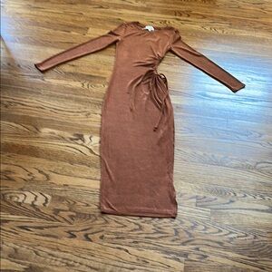 Elegant Brown Long Sleeve Dress
